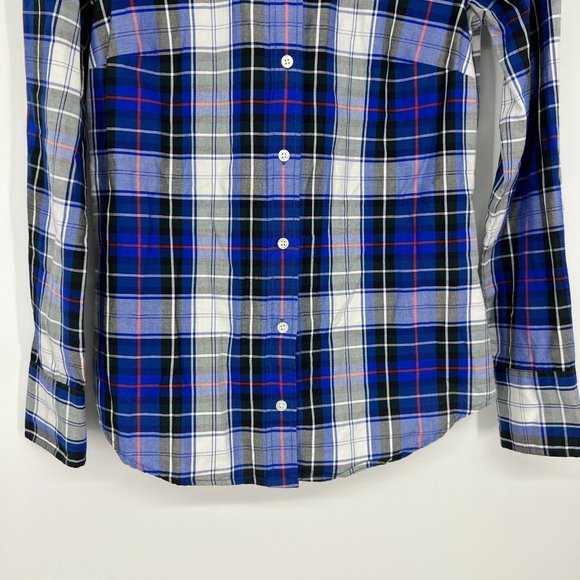 J.Crew Perfect Shirt Blue Tartan Plaid Button Down Long Sleeve Top - Picture 5 of 11